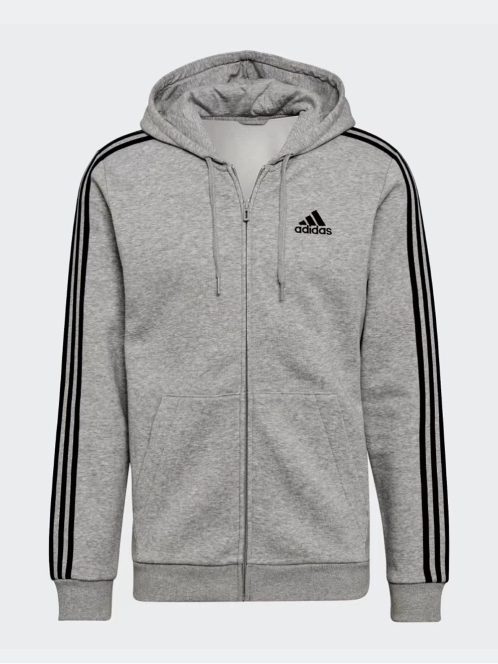 adidas essentials fleece 3-stripes full-zip hoodie